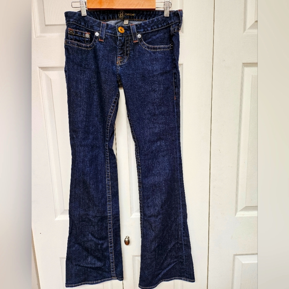 Bebe Dark Blue Wide Leg Flare Jeans Size 30